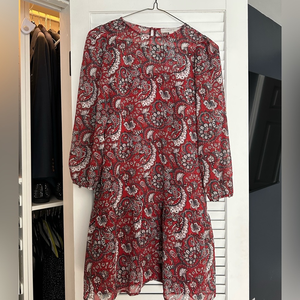 LOFT Paisley Metallic Drop-waist Dress